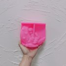 Pink_Cute Angel Sitting on the Moon Silicone Mold Boy Art Sculpture Soy Wax Candle Mould Cherub Stat