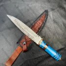 15" Custom Handmade Damascus Steel Mosaic Bowie Knife Hunting Knife Sheet Handle 15" Custom Handmade Damascus Steel Mosaic Bowie Knife Hunting Knife Sheet Handle