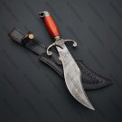 13in CUSTOM HANDMADE DAMASCUS STEEL HUNTING CROCODILE DUNDEE BOWIE KNIFE ,SHEATH