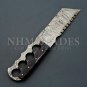 11: HAND FORGED DAMASCUS FIXED BLADE TANTO Knife with Micarta  + Leather Sheath