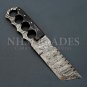 11: HAND FORGED DAMASCUS FIXED BLADE TANTO Knife with Micarta  + Leather Sheath