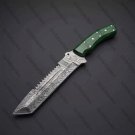 `12" CUSTOM HAND MADE DAMASCUS STEEL TRACKER HUNTING KNIFE WOOD HANDLE &SHEATH `12" CUSTOM HAND MADE DAMASCUS STEEL TRACKER HUNTING KNIFE WOOD HANDLE &SHEATH