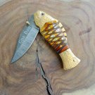 Handmade Folding Knife Pocket Knife Fish Knife Damascus folding knife GIfts
