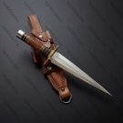 Custom Handmade D2 Stainles Double Edge Hunting Dagger KNIFE with Leather Sheath