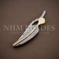 Custom Handmade Damascus steel leaf folding pocket knife with sheath #knife #USA