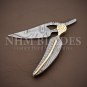 Custom Handmade Damascus steel leaf folding pocket knife with sheath #knife #USA