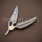 Custom Handmade Damascus steel leaf folding pocket knife with sheath #knife #USA