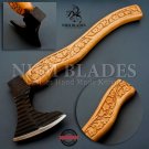 Custom Hand Forged Carbon Steel VIKING AXE 18'' with leather cover Best GIft axe
