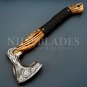 Custom Gift Hand Forged Carbon Steel VIKING AXE with Ash Wood Shaft,Wedding Gift