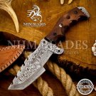 11' inches Cistom Handmade Damascus knife Tracker Knife  WITH LEATHER SHEATH