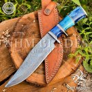 12" CUSTOM HAND MADE DAMASCUS STEEL HUNTING KNIFE WOOD HANDLE FREE SHEATH KNIFE
