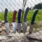 LOT OF 5 HANDMADE CARBON STEEL SKINER KARAMBIT KNIFE HUNTING FULL TANG +SHEATH