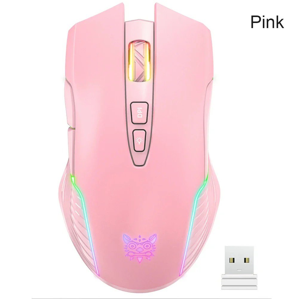 Pink_Onikuma 6400 DPI Wireless Gaming Mouse Breathing LED Optical USB 7 ...
