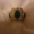 Chinese Silver Coin Green Jade Thumb Ring 12 1/4 Used