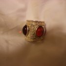 Chinese Silver Coin red jade thumb ring Size 12 11/4 Us Used