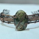 Gemstone copper wire wrapped bangle