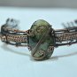 Gemstone copper wire wrapped bangle