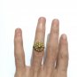 EXTREMELY HANDMADE RARE ROMAN STYLE WEDDING RING BRONZE VINTAGE STONE & STRASSE