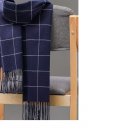 Winter Checked Plaid Wool 100% Cashmere Women Wrap Shawl Scarf Warm Neck Tassel - Blue Winter Checked Plaid Wool 100% Cashmere Women Wrap Shawl Scarf Warm Neck Tassel - Blue