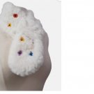 Button Furry Soft Button Stole Scarf  Color White