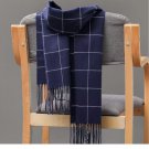 Winter Checked Plaid Wool 100% Cashmere Women Wrap Shawl Scarf Warm Neck Tassel - Blue Winter Checked Plaid Wool 100% Cashmere Women Wrap Shawl Scarf Warm Neck Tassel - Blue