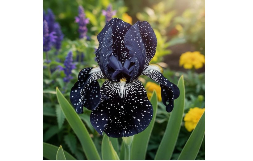 Midnight Galaxy Bearded Iris 45 Seeds &acirc;�� Deep Black Star-Spotted Blooms