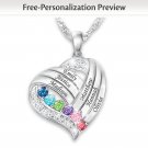 My Family, My Heart Personalized Birthstone Pendant Necklace