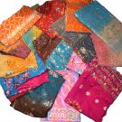 8X8 Lot 100 Pure Silk Print Vintage Sari Fabric, Remnants, Scrap Bundle, Precut