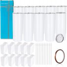 10 Pack Sublimation Tumblers Bulk Straight Skinny Tumbler Blanks 20oz for Heat T