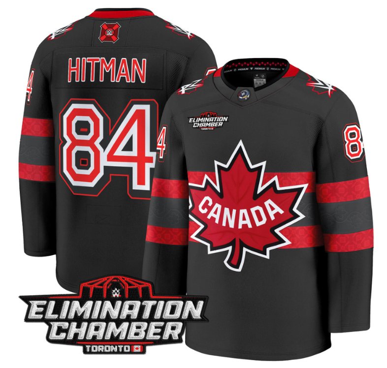 Men The Hitman Jersey #84 Elimination Chamber Toronto 2025 Stitched Black