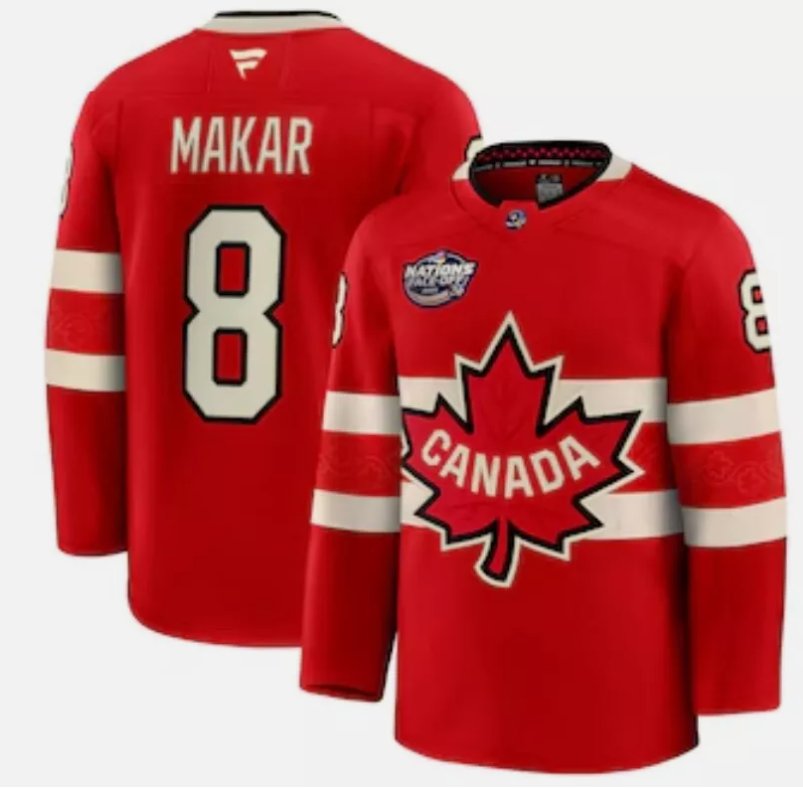 Cale Makar Jersey #8 Red 2025 4 Nations Face-Off Stitched