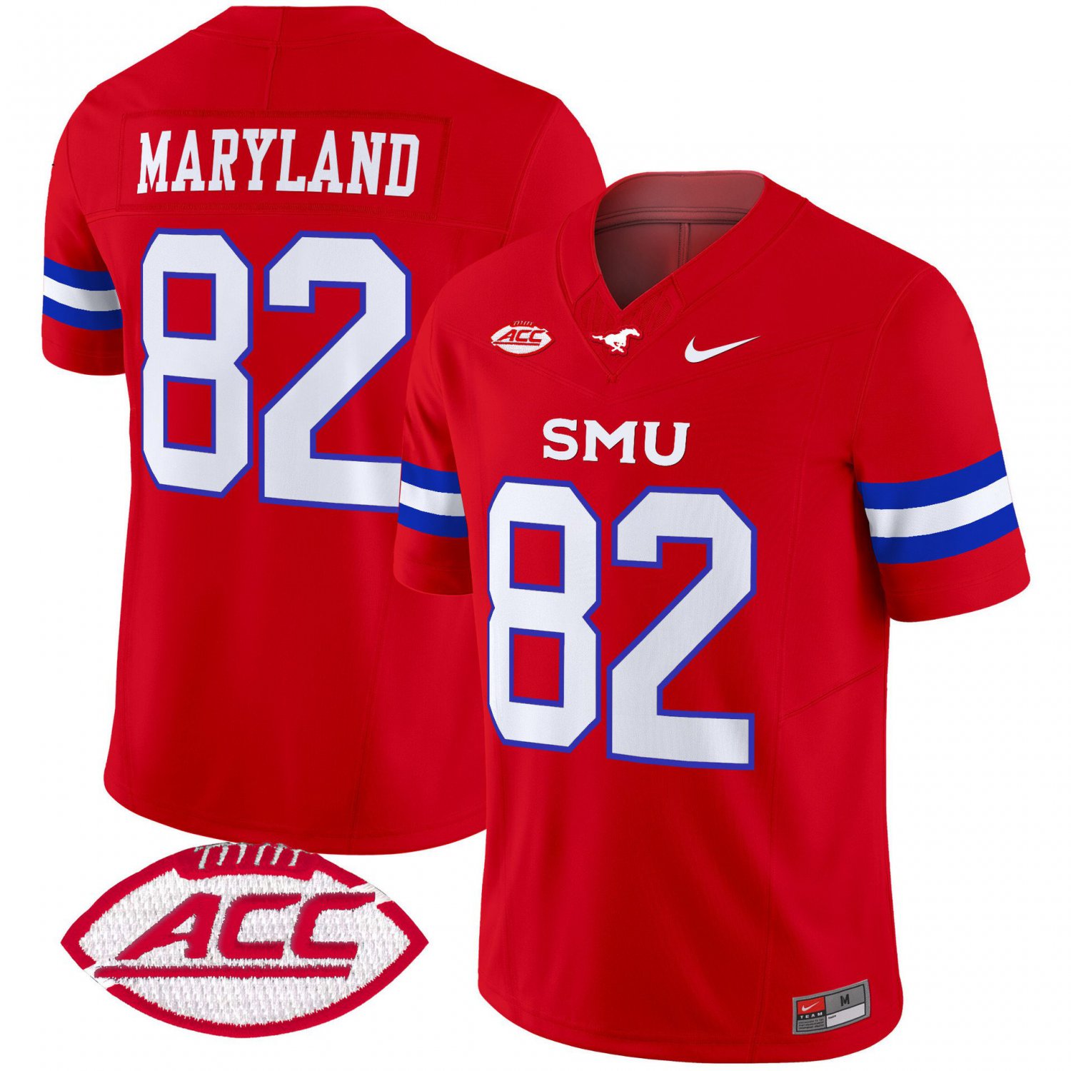 RJ Maryland Jersey #82 SMU Mustangs 2025 Vapor Limited Stitched Red