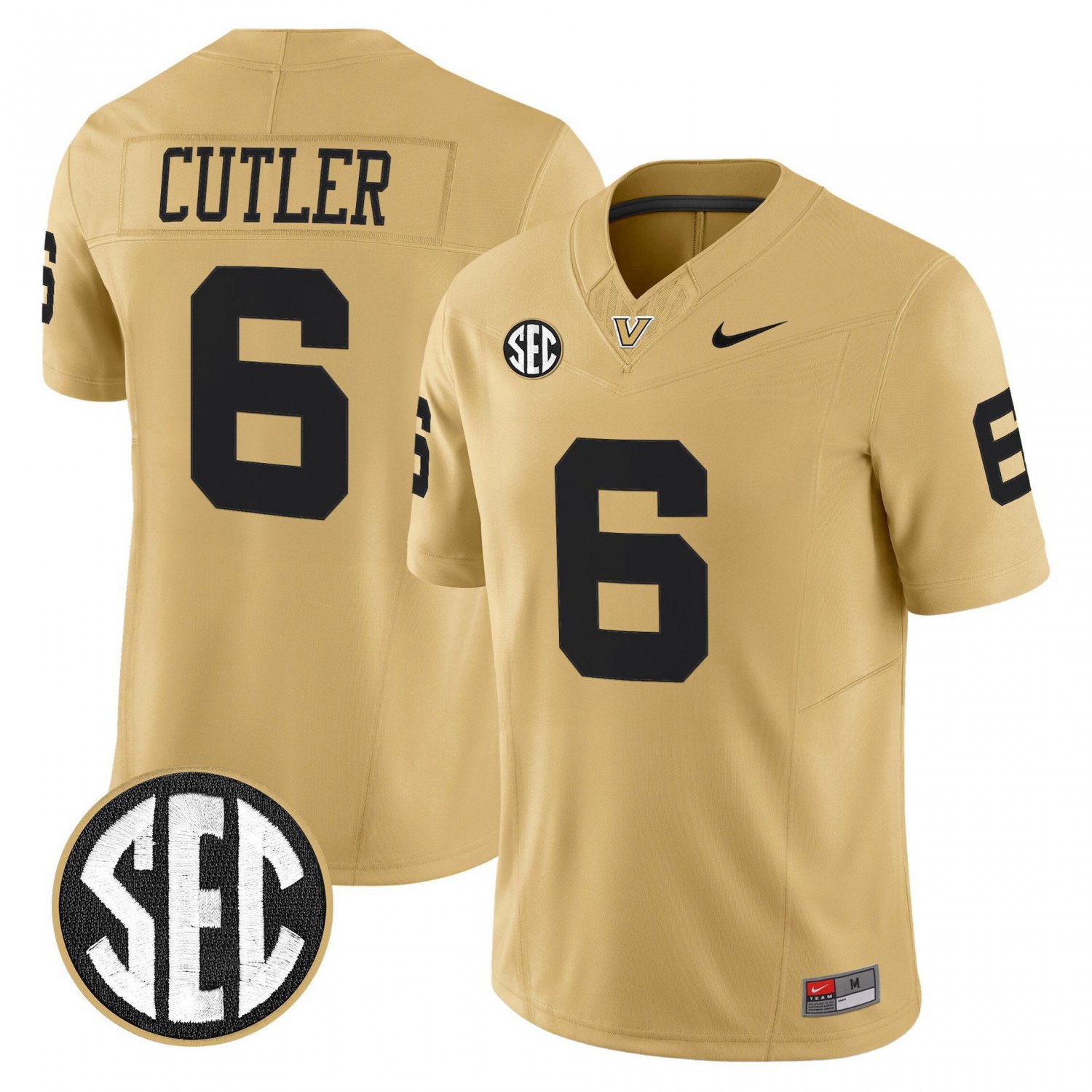 Jay Cutler Jersey #6 Vanderbilt Commodores 2025 Limited Stitched Gold