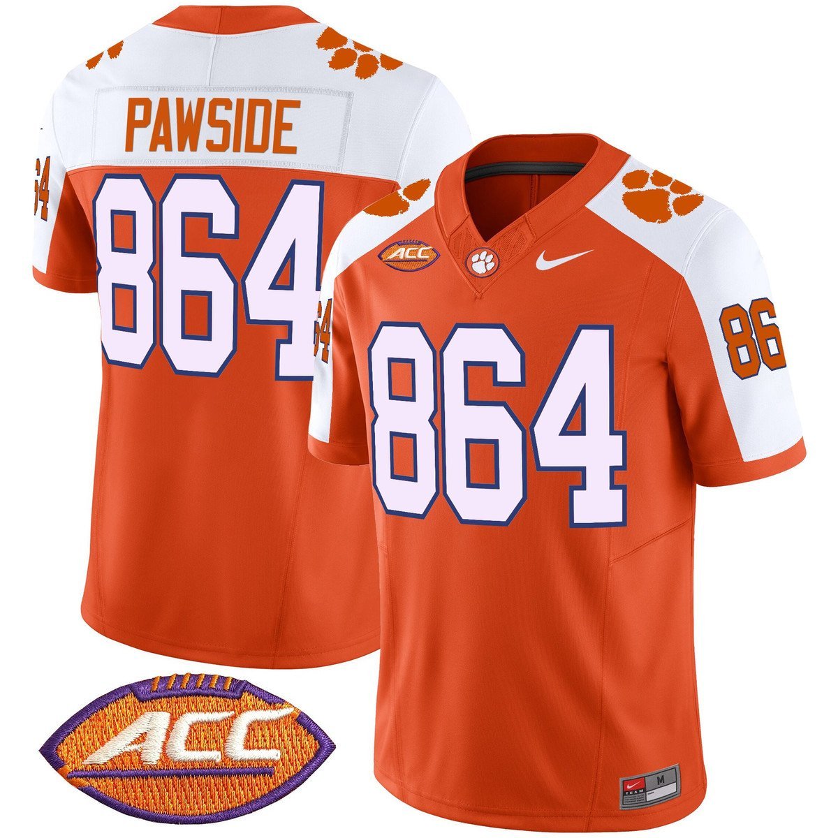 PawSide Jersey #864 Clemson Tigers 2025 Vapor Limited Stitched Orange ALter