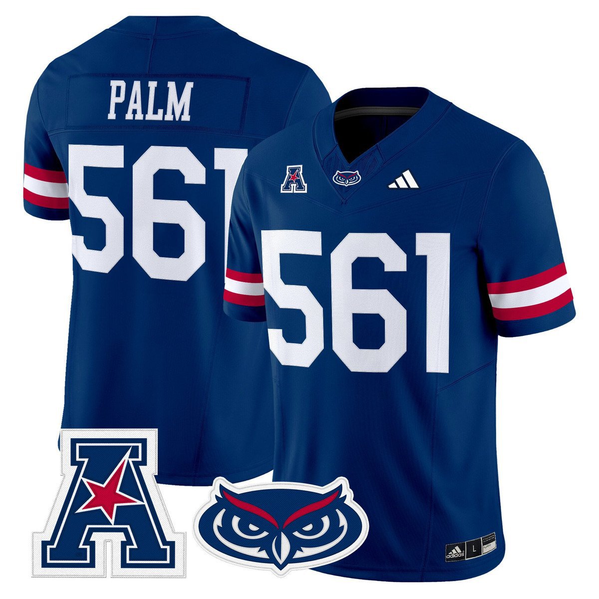 Palm Jersey #561 Florida Atlantic Owls 2025 All Stitched Blue