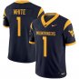 Jahiem White Jersey #1 West Virginia Mountaineers 2025 Vapor Stitched Navy