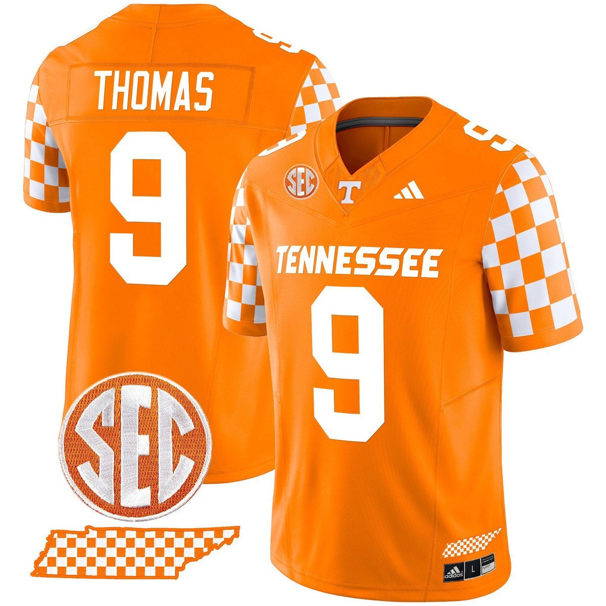 Star Thomas Jersey #9 Tennessee Vols Rebrand 2026 Checkerboard Stitched Orange