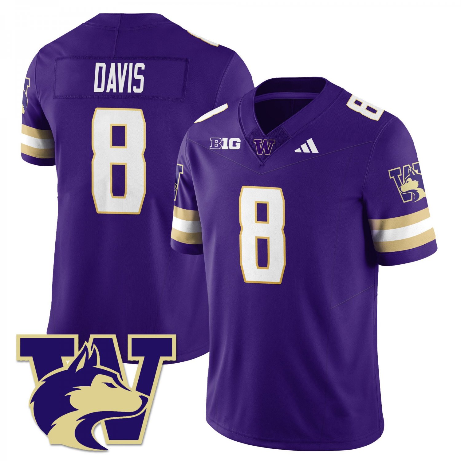 Tacario Davis Jersey #8 Washington Husky Football 2025 Stitched Purple