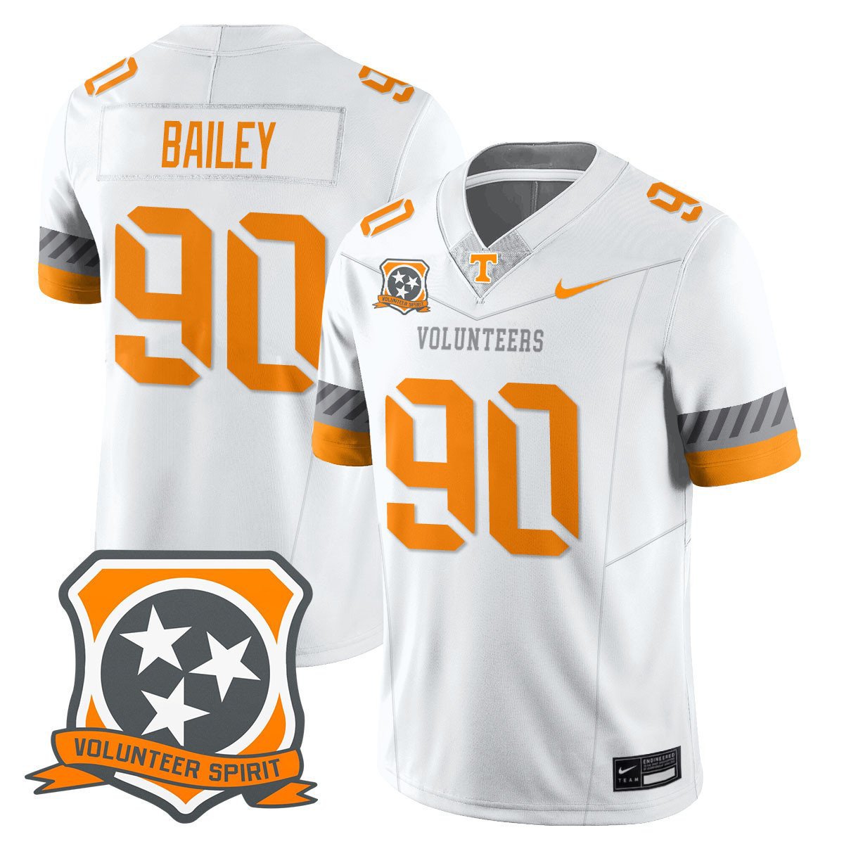 Dominic Bailey Jersey #90 Tennessee Volunteers 2025 Spirit Stitched White