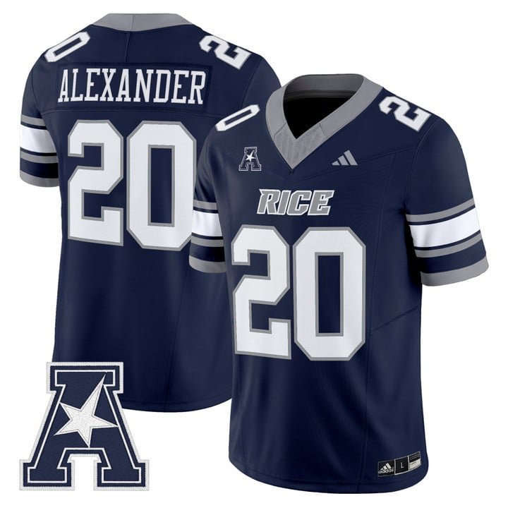 Daelen Alexander Jersey #20 Rice Owls 2025 Vapor Limited Stitched Navy