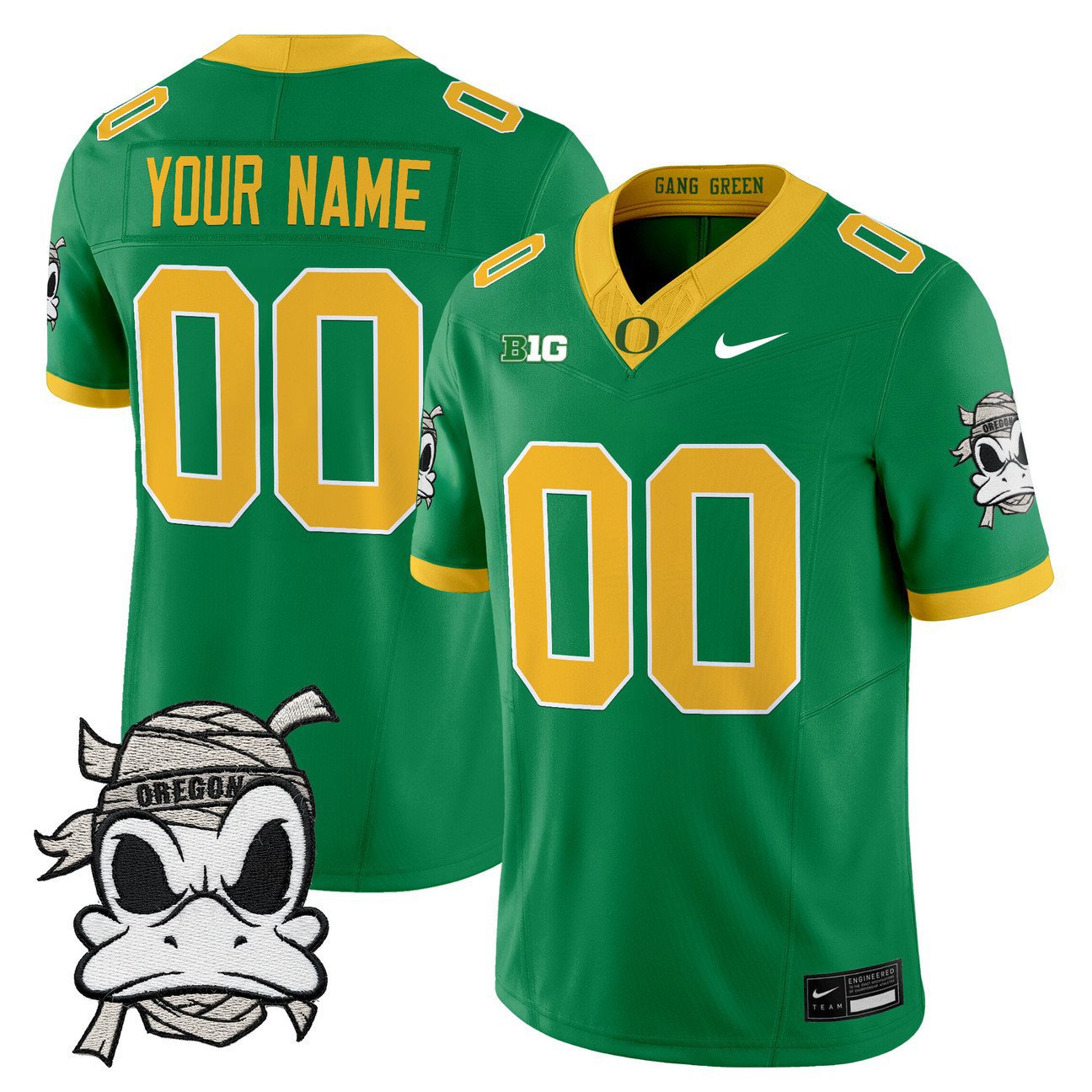 Custom Oregon Ducks 2025 Jersey Mummy Duck Vapor Limited Stitched Green
