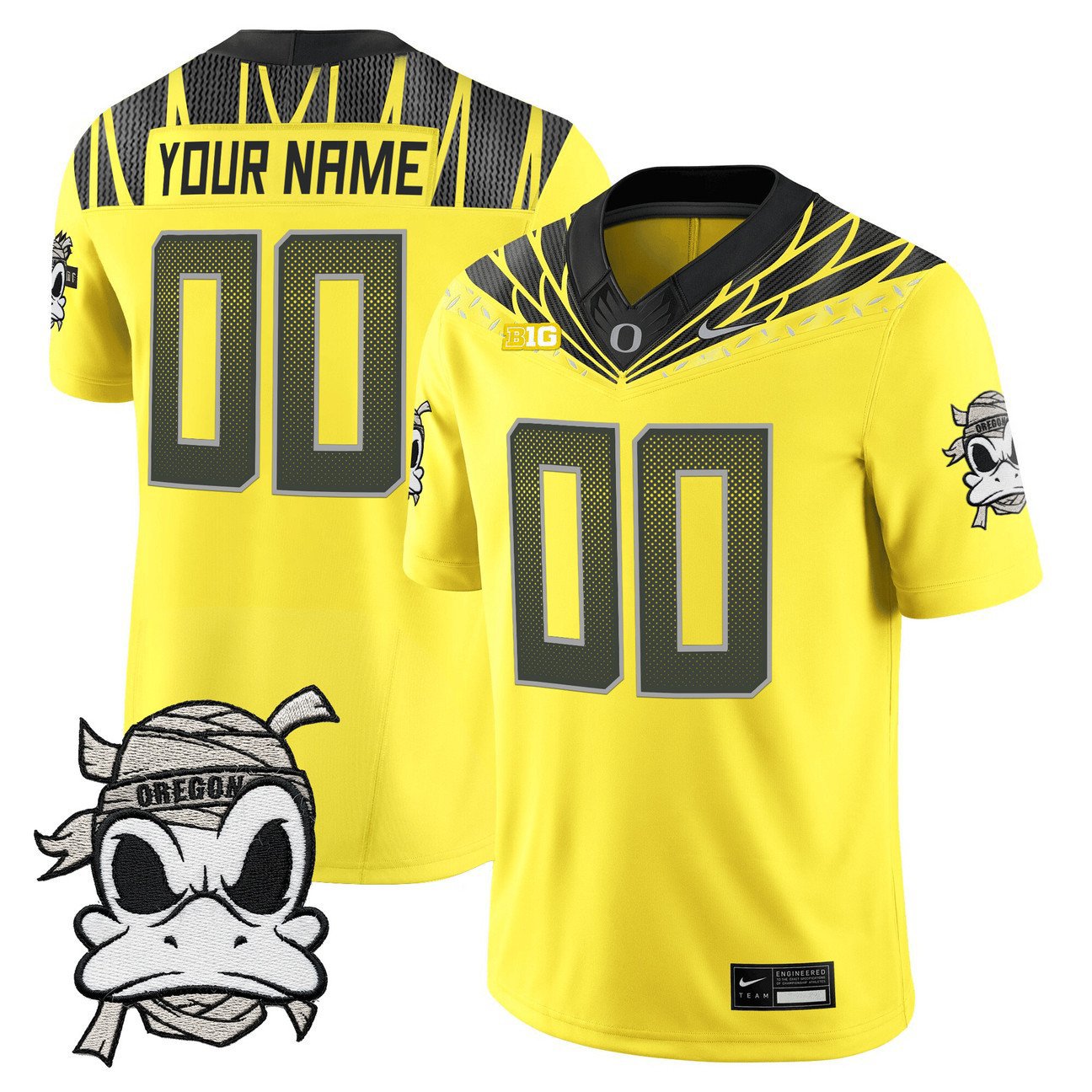 Custom Oregon Ducks 2025 Jersey Mummy Duck Vapor Limited Stitched Yellow