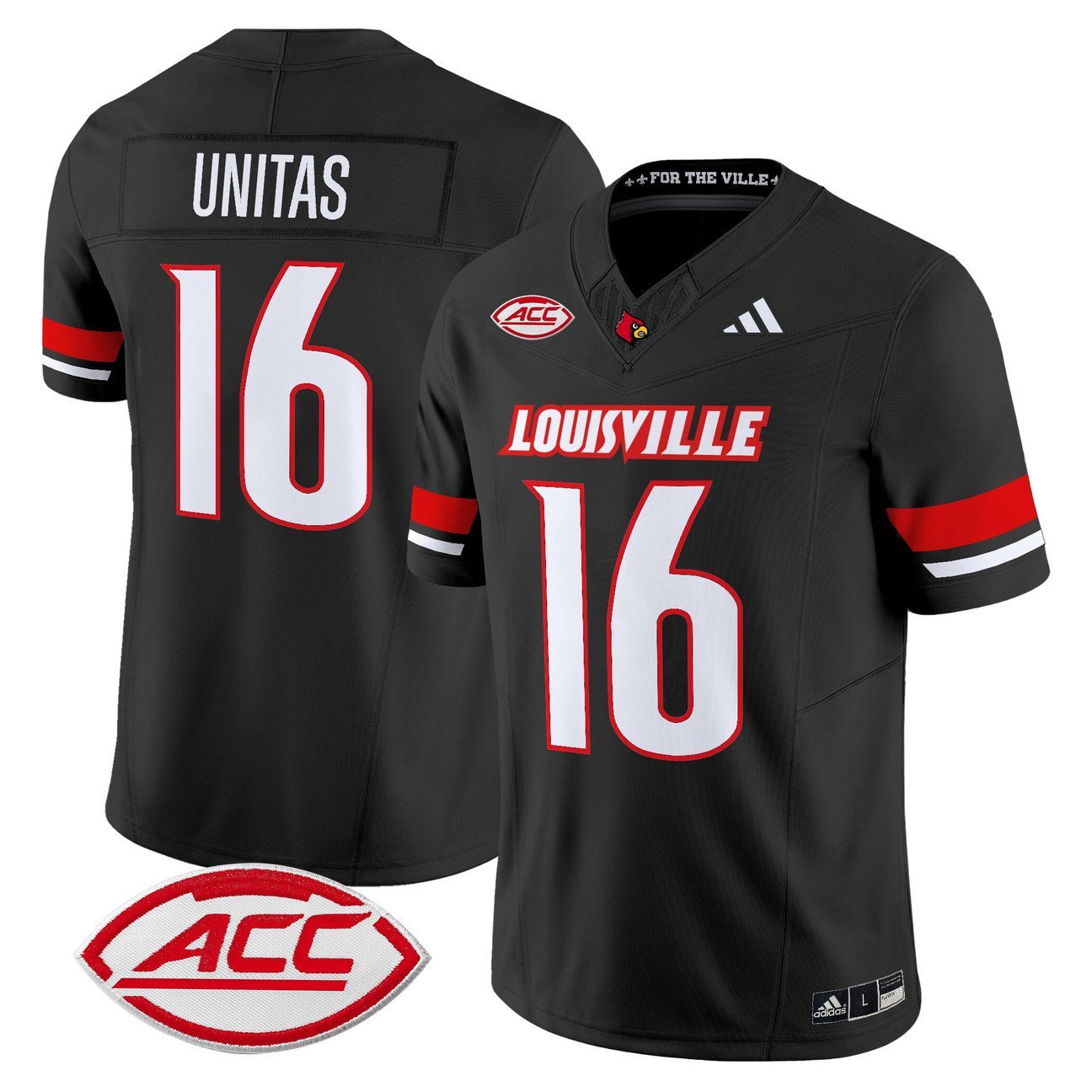 Johnny Unitas Jersey #16 Louisville Cardinals 2025 Vapor Stitched Black