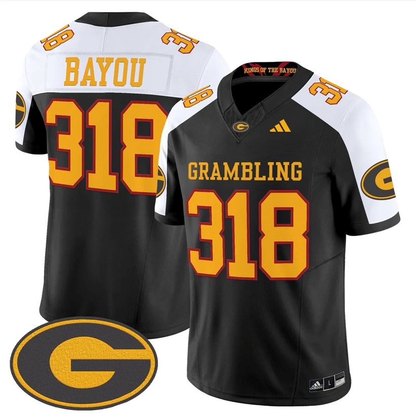 Bayou Jersey #318 Grambling Tigers 2025 Vapor Limited Stitched Black Alter