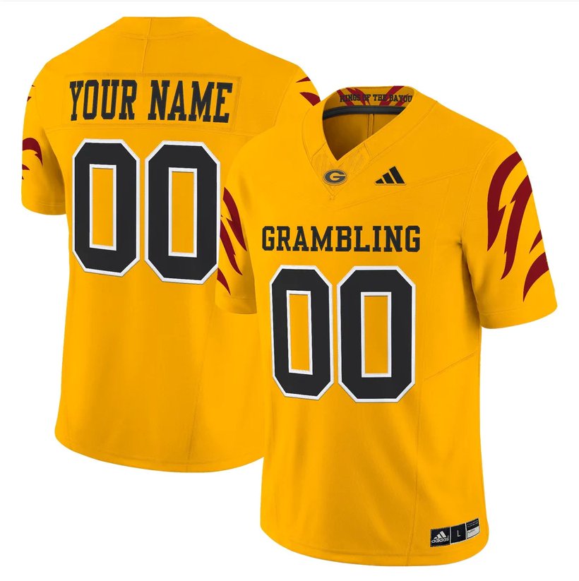 Custom Grambling Tigers Jersey Name, Number 2025 Vapor Limited Stitched Gold