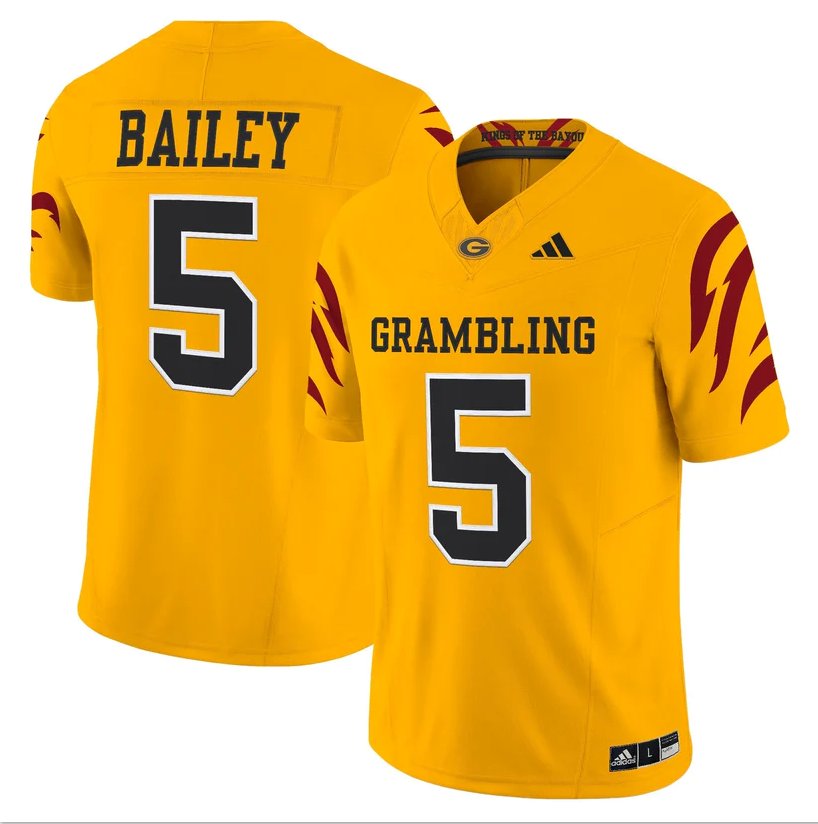 Deljay Bailey Jersey #5 Grambling Tigers 2025 Vapor Limited Stitched Gold