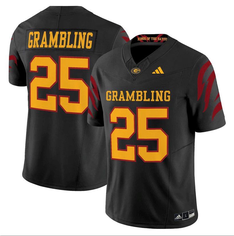 Grambling Jersey #25 Grambling Tigers 2025 Vapor Limited Stitched Black