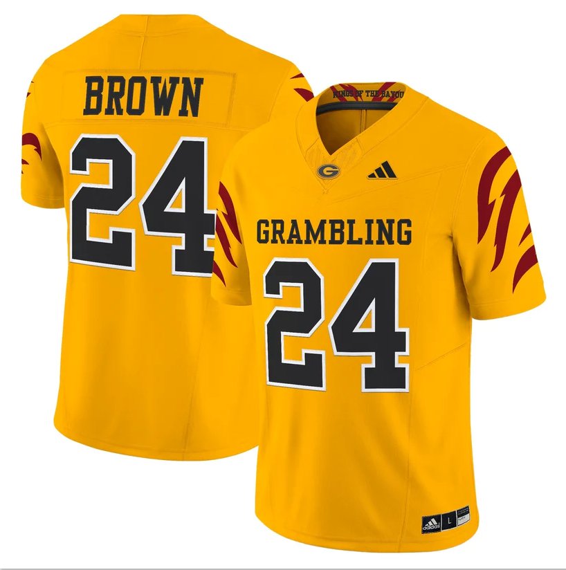 Willie Brown Jersey #24 Grambling Tigers 2025 Vapor Limited Stitched Gold