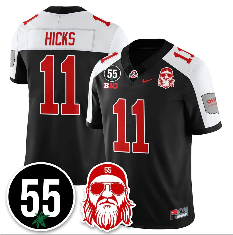 C.J. Hicks Jersey #11 Ohio State Buckeyes Nick Mangold Patch Stitched Black Alter