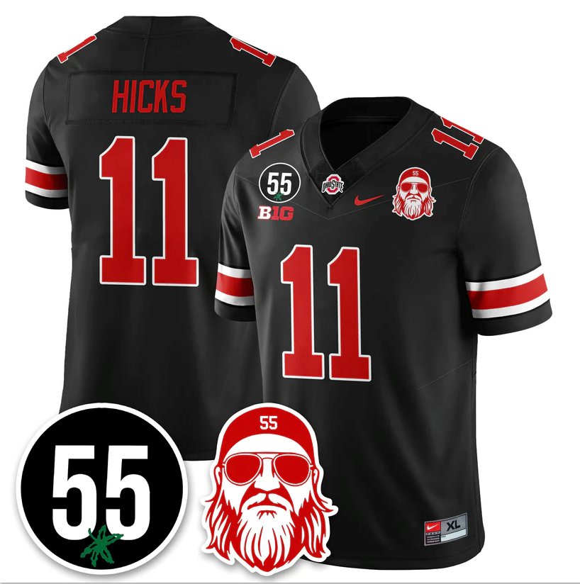 C.J. Hicks Jersey #11 Ohio State Buckeyes Nick Mangold Patch Stitched Black
